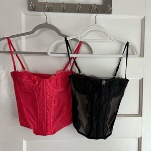 2 Out From Under Modern Love Corsets - Black & Pink